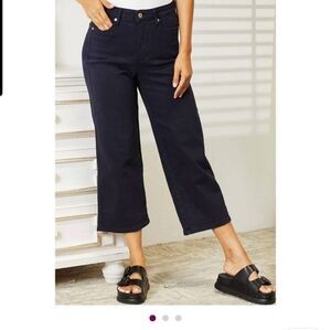 Judy Blue Navy High-Waist Cropped Jeans